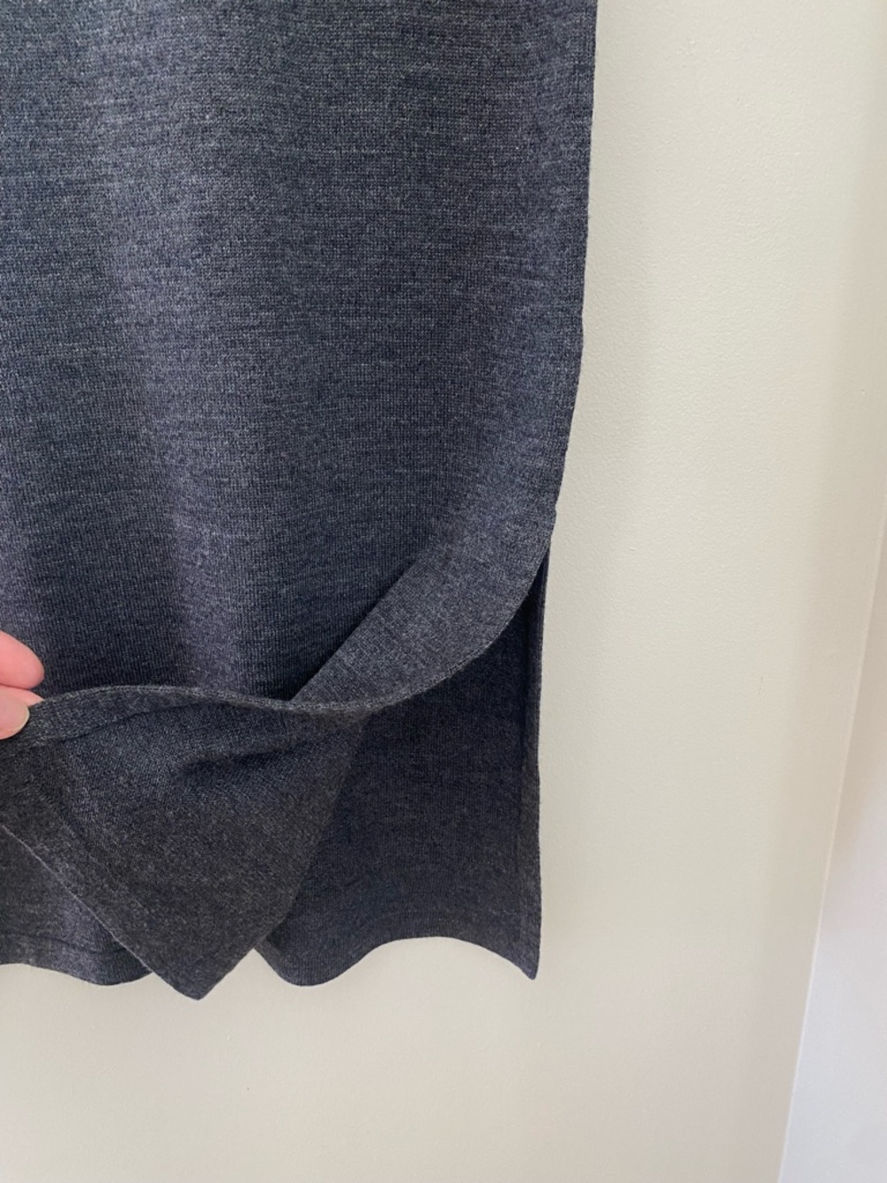 Midi Knit Pencil Skirt with Side Slit in Charcoal Gray - Picture 7 of 7